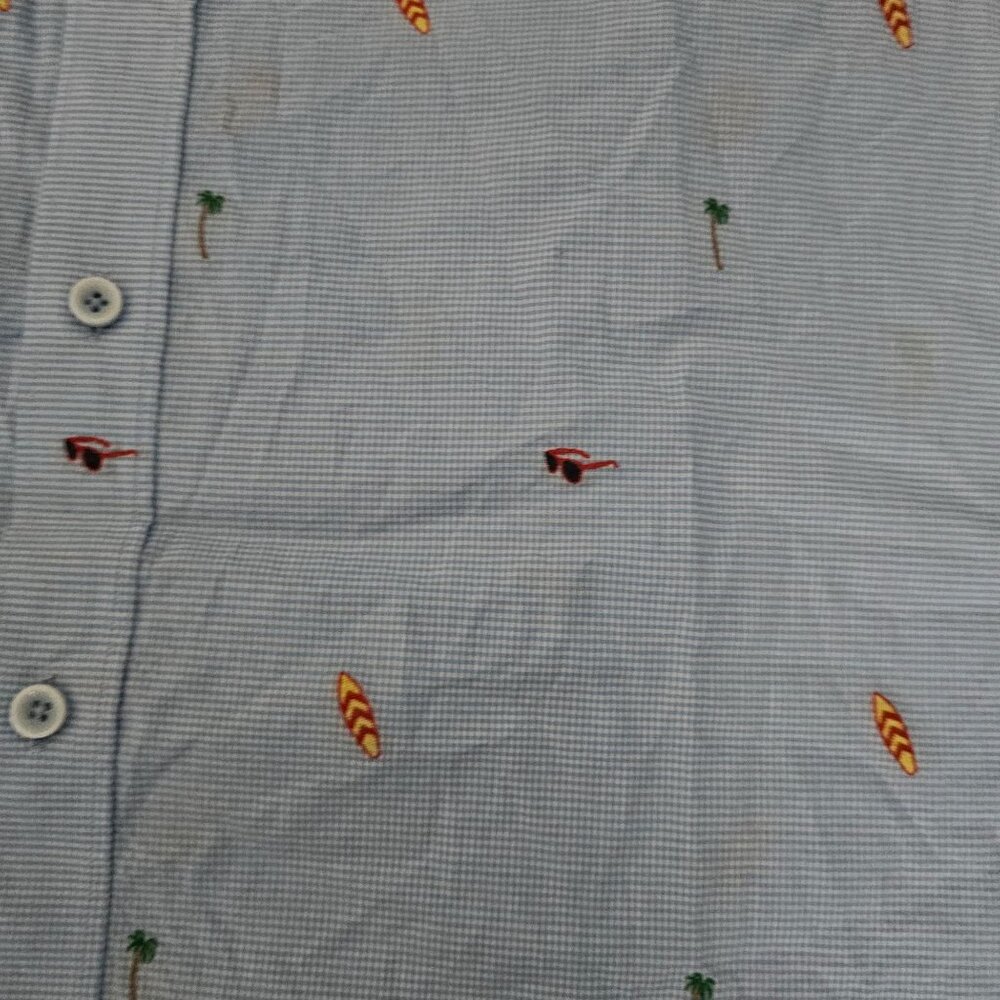 Johnston & Murphy Men's Light Blue Embroidered Short Sleeve Summer Shirt Size XL - Picture 4 of 9